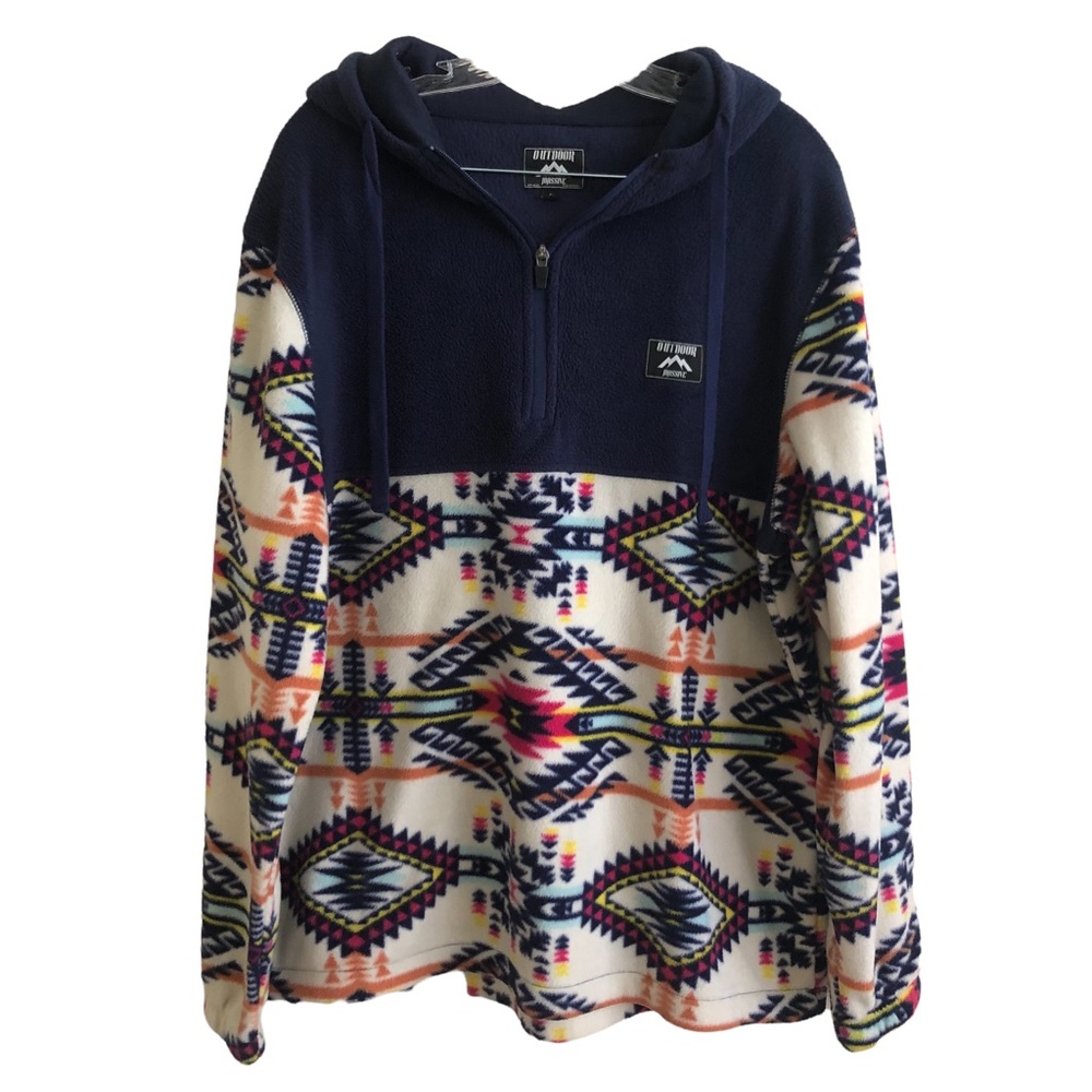 Outdoor Massive Patterned Aztec Pullover Hoodie Sweater Large
